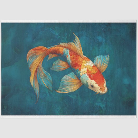Levendige Koi Fish Illustratie Decoupage Tissuepapier (Voorkant)