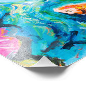 Levendige Koi Vis Vijver Expressionist Foto Afdruk (Hoek)