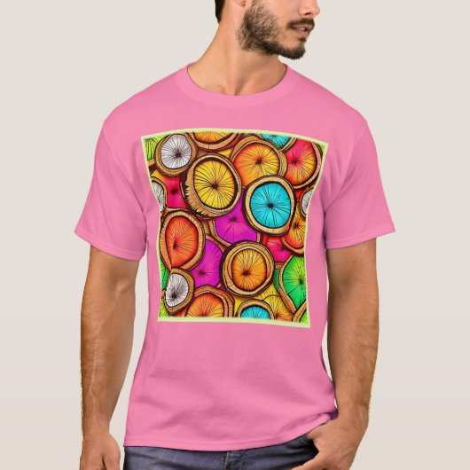 Levendige Kokos Schijf Abstract Ontwerp T-shirt (Voorkant)