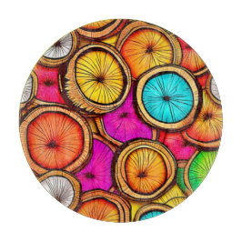 Levendige Kokosnoot Schijf Abstract Ontwerp Snijplank