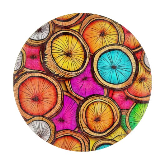 Levendige Kokosnoot Schijf Abstract Ontwerp Snijplank (Voorkant)