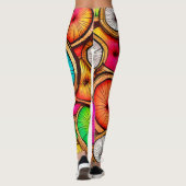 Levendige Kokosnoot Slice Abstract Design Leggings (Achterkant)