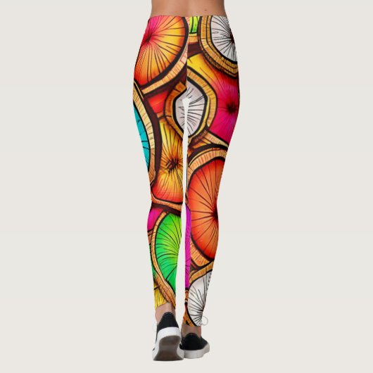 Levendige Kokosnoot Slice Abstract Design Leggings (Achterkant)