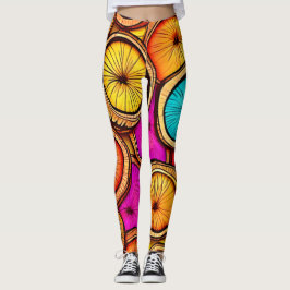 Levendige Kokosnoot Slice Abstract Design Leggings
