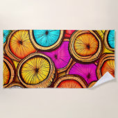 Levendige Kokosnoot Slice Abstract Design Strandlaken (Voorkant)