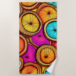 Levendige Kokosnoot Slice Abstract Design Strandlaken