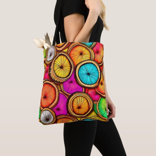 Levendige Kokosnoot Slice Abstract Design Tote Bag (Dichtbij)