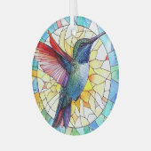 Levendige kolibrie bevlekt glas ornament (Voorkant links)
