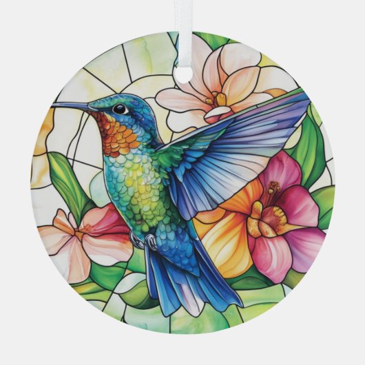 Levendige kolibrie bevlekt glas ornament (Achterkant)