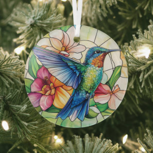 Levendige kolibrie bevlekt glas ornament