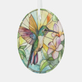 Levendige kolibrie bevlekt glas ornament (Voorkant links)