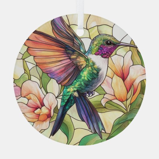Levendige kolibrie bevlekt glas ornament (Achterkant)
