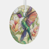 Levendige kolibrie bevlekt glas ornament (Voorkant Rechts)