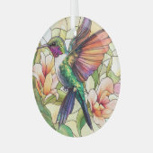 Levendige kolibrie bevlekt glas ornament (Voorkant links)