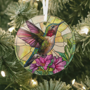 Levendige kolibrie bevlekt glas ornament