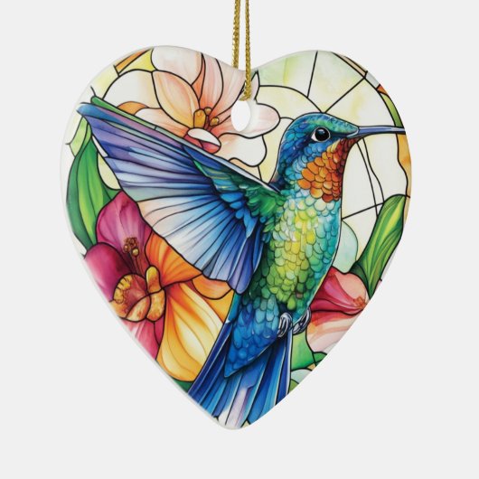 Levendige kolibrie bevlekt keramisch ornament (Rechts)
