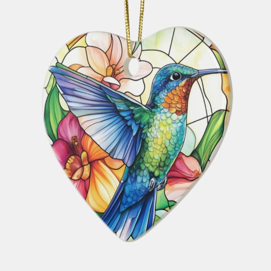 Levendige kolibrie bevlekt keramisch ornament (Links)