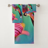 Levendige kolibrie bij Sunset Design Bad Handdoek (Insitu)