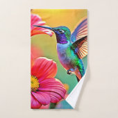 Levendige kolibrie bij Sunset Design Bad Handdoek (Handdoek)