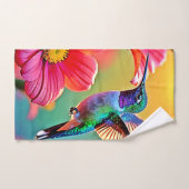 Levendige kolibrie bij Sunset Design Bad Handdoek (Handdoek)