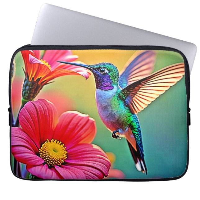 Levendige kolibrie bij Sunset Design Laptop Sleeve (Voorkant)