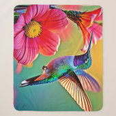 Levendige kolibrie bij Sunset Design Sherpa Deken (Voorkant)