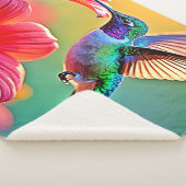Levendige kolibrie bij Sunset Design Sherpa Deken (3/4)