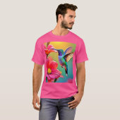 Levendige kolibrie bij Sunset Design T-shirt (Voorkant volledig)