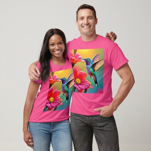 Levendige kolibrie bij Sunset Design T-shirt (Unisex)