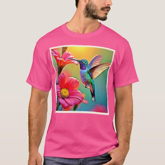 Levendige kolibrie bij Sunset Design T-shirt (Voorkant)