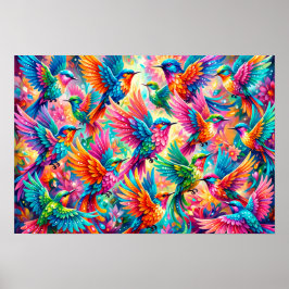 Levendige Kolibrie Droomlandschap – Tropische Boho Poster