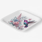 Levendige kolibrie en roze bloemen Baby shower Papieren Bordje (Gebogen)