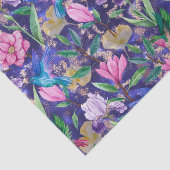 Levendige kolibrie en tuinbloemen tissuepapier (Detail)