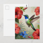 Levendige Kolibrie Hibiscus Bloem Briefkaart (Voorkant / Achterkant)
