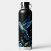 Levendige kolibrie met bloemen waterfles (Achterkant)