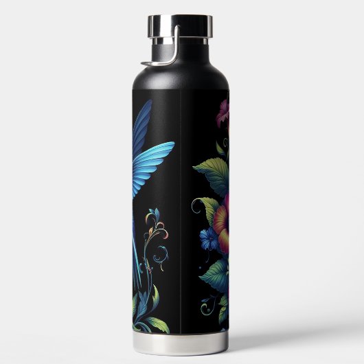 Levendige kolibrie met bloemen waterfles (Rechts)