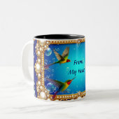 Levendige kolibries in  Lijst met parels Tweekleurige Koffiemok (Voorkant links)