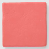 Levendige koraalachtergrondkleur stenen onderzetter (Voorkant)