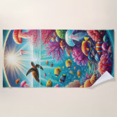 Levendige koraalrif scene strandlaken (Voorkant)