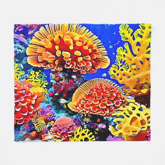 Levendige Koraalrif Zee Wonder Kunst Fleece Deken (Voorkant (Horizontaal))