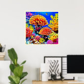 Levendige Koraalrif Zee Wonder Kunst Poster (Thuiskantoor)