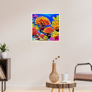 Levendige Koraalrif Zee Wonder Kunst Poster