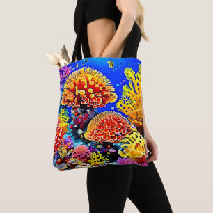 Levendige Koraalrif Zee Wonder Kunst Tote Bag