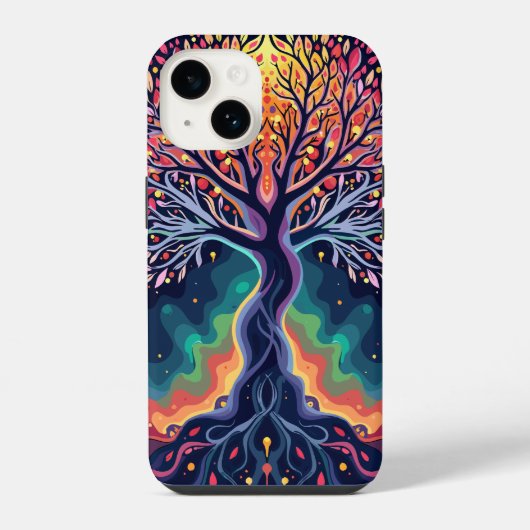 Levendige kosmische boom iPhone hoesje (Achterkant)