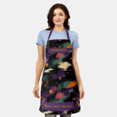 Levendige Kosmische Brushstroke Schort met Aangepa (Gedragen)