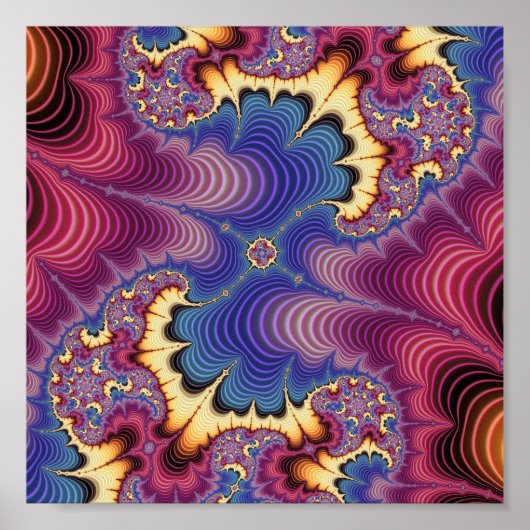 Levendige Kosmische Fractale Golf Abstracte Kunst Poster (Voorkant)