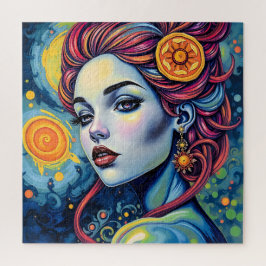 Levendige Kosmische Godin Portret Jigsaw puzzel