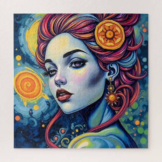 Levendige Kosmische Godin Portret Jigsaw puzzel (Verticaal)