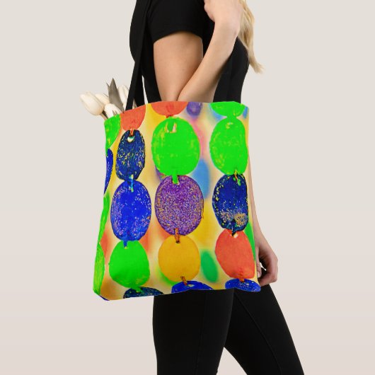 Levendige kraal string ontwerp tote bag (Dichtbij)
