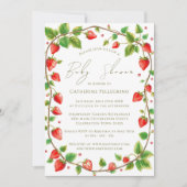 Levendige krans van aardbeien Baby shower Kaart (Voorkant)